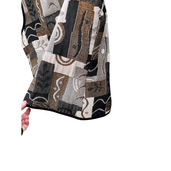 Coldwater Creek XL Tapestry Vest Made in USA Black Gray Brown Neutrals Zip - Picture 7 of 9